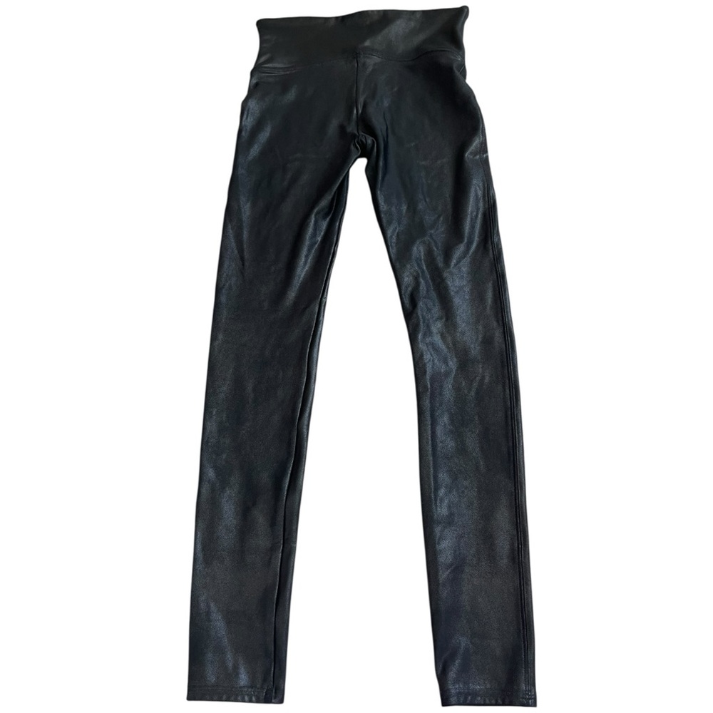 SPANX Faux Leather Leggings Black Pull On Skinny Shaping Pants M - Picture 6 of 9